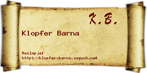 Klopfer Barna névjegykártya