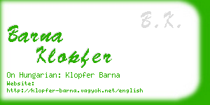 barna klopfer business card